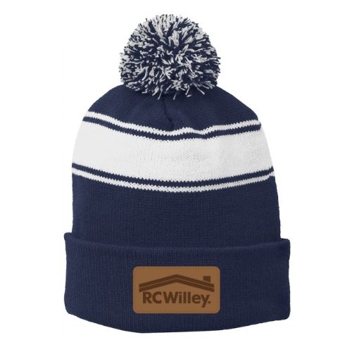 Sport-Tek® Stripe Pom Pom Beanie