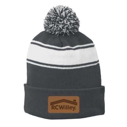 Sport-Tek® Stripe Pom Pom Beanie