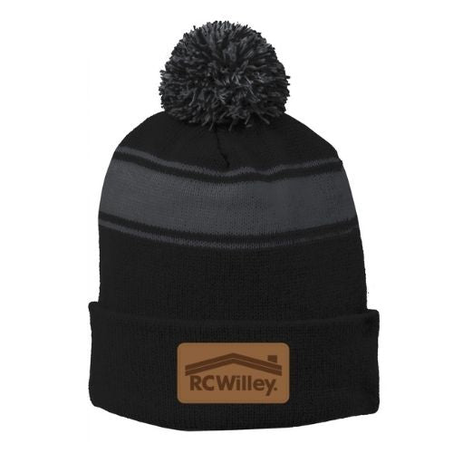 Sport-Tek® Stripe Pom Pom Beanie
